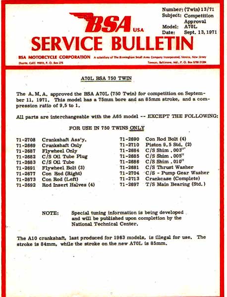 A70 Service Bulletin